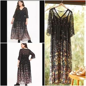 Torrid RARE Floral Crinkled button front boho duster dress size 1X